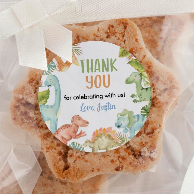 Pegatina Redonda Selva Dinosaur Labs Birthday Baby Shower (Subido por el creador)