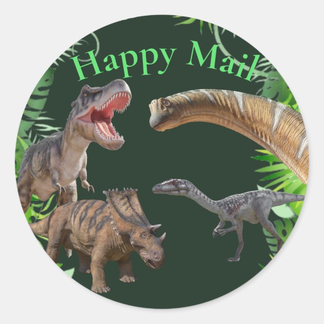 Pegatina Redonda Selva Jurásica Mundial de Dinosaurios (Anverso)