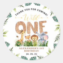 Pegatina Redonda Selva Safari africana salvaje, gracias