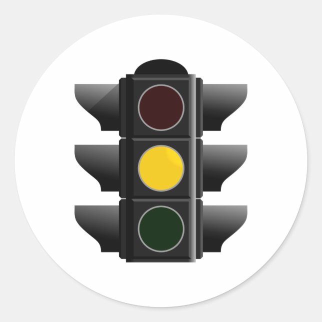 Pegatina Redonda Semáforo traffic light amarillo yellow (Anverso)