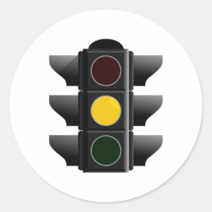 Pegatina Redonda Semáforo traffic light amarillo yellow
