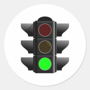 Pegatina Redonda Semáforo traffic light verde green