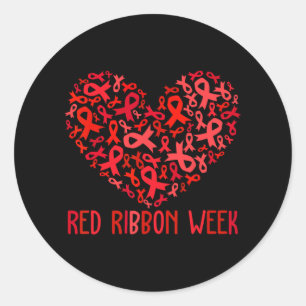 Pegatina Redonda Semana de la Cinta Roja Conciencia Cinta cardíaca