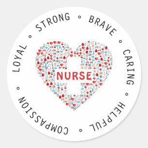 Pegatina Redonda Semana de la enfermera médico de salud apreciación