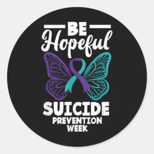 Pegatina Redonda Semana de Prevención del Suicidio Esperanzador Awa