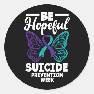 Pegatina Redonda Semana de Prevención del Suicidio Sé Esperanzado