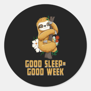Pegatina Redonda Semana del sueño Introvert Slot Sloth Antisocial L