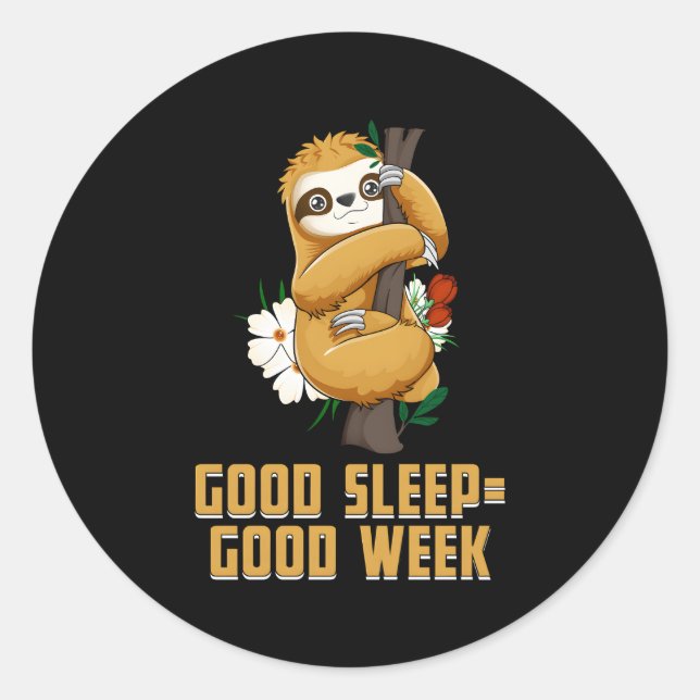 Pegatina Redonda Semana del sueño Introvert Slot Sloth Antisocial L (Anverso)