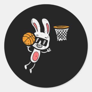 Pegatina Redonda Semana Santa Bunny Basketball Dunk Deportes Niños 