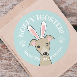 Pegatina Redonda Semana Santa Italiana Greyhound Dog Cute Bungalear