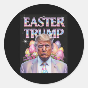 Pegatina Redonda Semana Santa Trump Funny Celebración de Pascua Cac