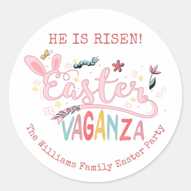 Pegatina Redonda Semana Santa Vaganza Pascua Picnic Easter Bunny Eg (Anverso)