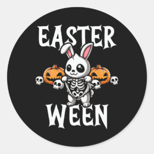 Pegatina Redonda Semana Santa Ween Skeleton Bunny Halloween Tema