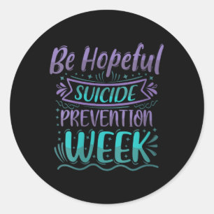 Pegatina Redonda Semana Verde azulada y am de prevención del suicid
