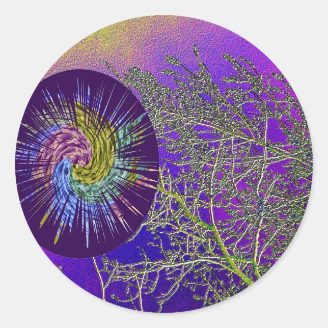 Pegatina Redonda Semanas de Plata en Estrella Santo Morado (Anverso)