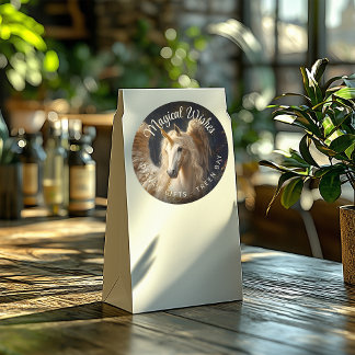 Pegatina Redonda Semental con alas de Pegasus y cuerno de unicornio