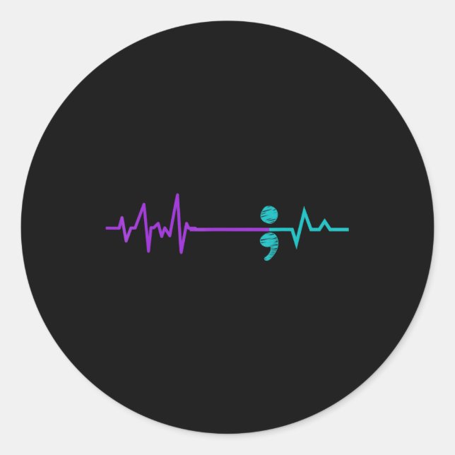 Pegatina Redonda Semicolazo de sensibilización sobre prevención del (Anverso)