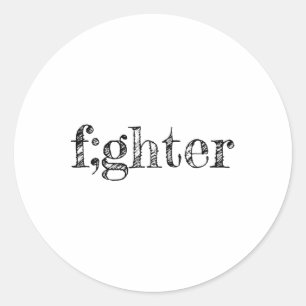 Pegatina Redonda Semicolón Apoyo Conciencia sobre la depresión