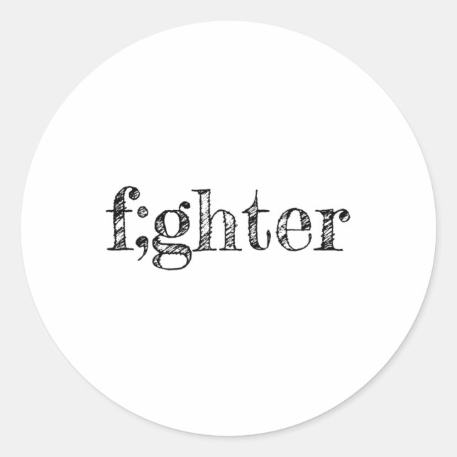 Pegatina Redonda Semicolón Apoyo Conciencia sobre la depresión (Anverso)