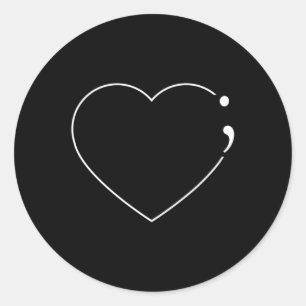 Pegatina Redonda Semicolón cardíaco - Conciencia sobre la salud men