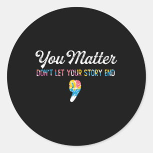 Pegatina Redonda Semicolón Conciencia sobre la salud mental Inspira