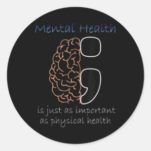Pegatina Redonda Semicolón Conciencia sobre la salud mental Salud m