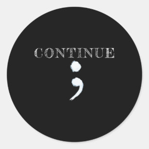 Pegatina Redonda Semicolón Concienciación sobre la salud mental Pre