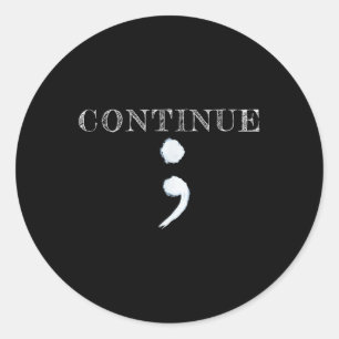 Pegatina Redonda Semicolón Concienciación sobre la salud mental Pre