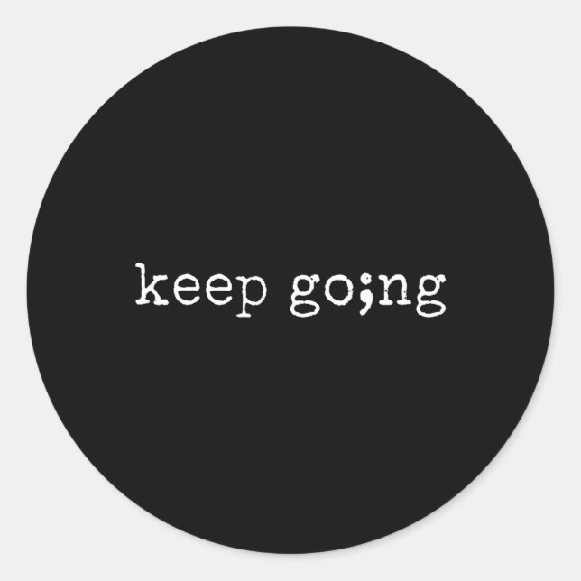 Pegatina Redonda Semicolón Continúe Con Awarene Suicidio De Salud M (Anverso)