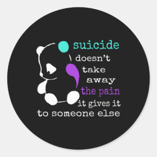 Pegatina Redonda Semicolón de dolor suicida regalo de prevención de