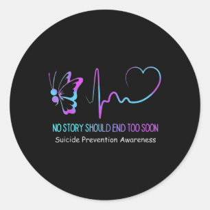 Pegatina Redonda Semicolón de sensibilización sobre prevención del 