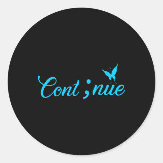 Pegatina Redonda Semicolón: Las mujeres continúan su concienciación
