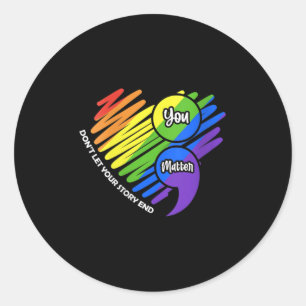 Pegatina Redonda Semicolón Lgbtq Sui