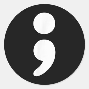 Pegatina Redonda Semicolón Salud Mental S Conciencia Mes