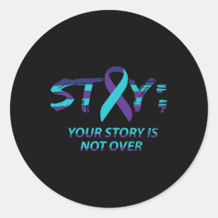 Pegatina Redonda Semicolón Sensibilización sobre el suicidio Salud