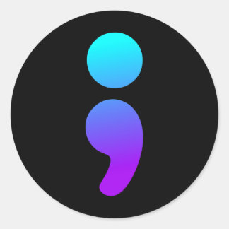 Pegatina Redonda Semicolón Sensibilización sobre el Suicidio Semi C