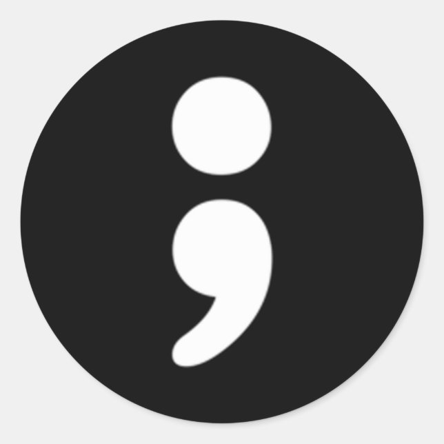 Pegatina Redonda Semicolón Tal Salud Importa Conciencia Mes (Anverso)