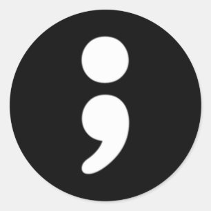Pegatina Redonda Semicolón Tal Salud Importa Conciencia Mes