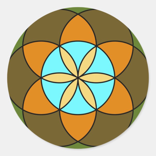 Pegatina Redonda Semilla de la Tierra de la Vida (Anverso)