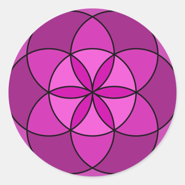 Pegatina Redonda Semilla de vida multivioleta (Anverso)