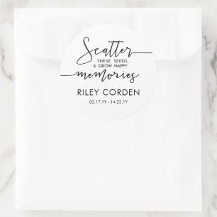 Pegatina Redonda Semillas blancas de dispersión negras funerales de