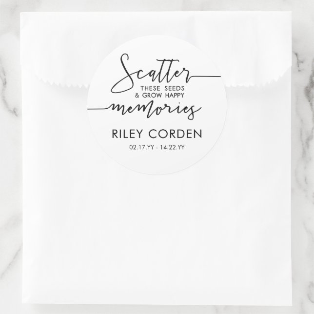 Pegatina Redonda Semillas blancas de dispersión negras funerales de (Bolso)