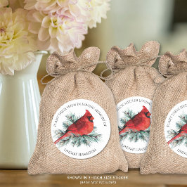 Pegatina Redonda Semillas de flores conmemorativas Cardenal Pine Fa