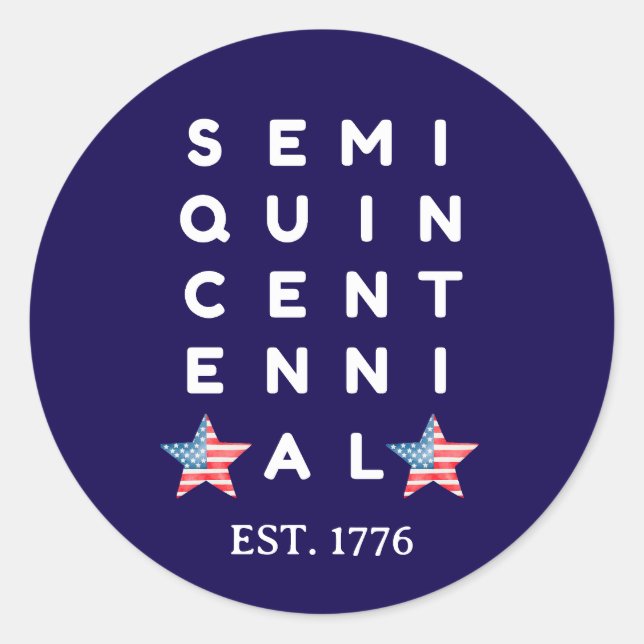 Pegatina Redonda Semiquincentennial 250th American Independence (Anverso)