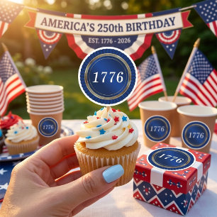 Pegatina Redonda Semisecquicentenario del cumpleaños 250 de América