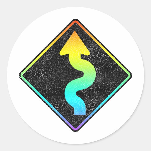 Pegatina Redonda seña de la calle de la calle curva (Anverso)