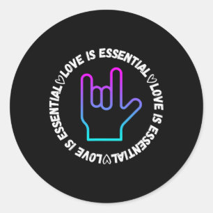 Pegatina Redonda Señal de amor en ASL Conciencia sobre discapacidad