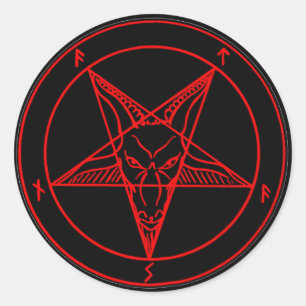 PEGATINA REDONDA SEÑAL DE BAPHOMET