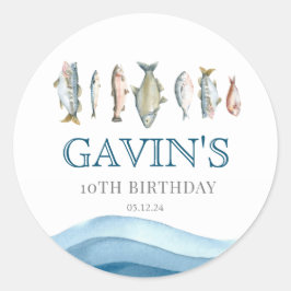 Pegatina Redonda Señal de bienvenida a los peces, poster de bienven