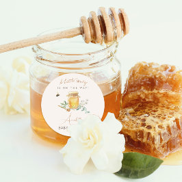 Pegatina Redonda Señal de bienvenida de Baby Shower de dulce miel p